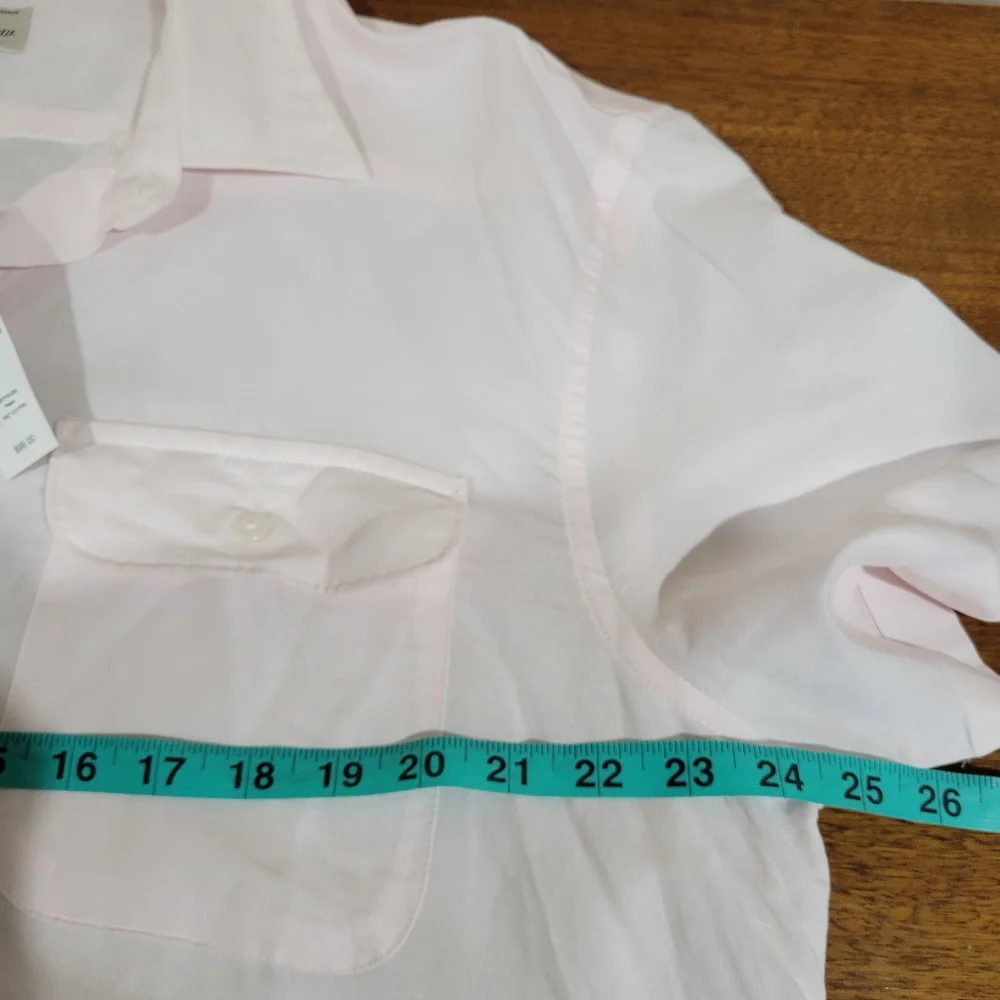 J Crew Short-sleeve viscose-linen blend shirt CJ507 Size L NWT Light Pink